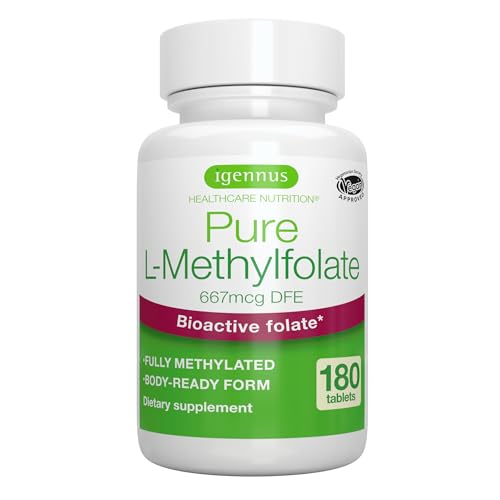 Igennus Pure Folate 400mcg metilfolato suplemento suplemento vegano