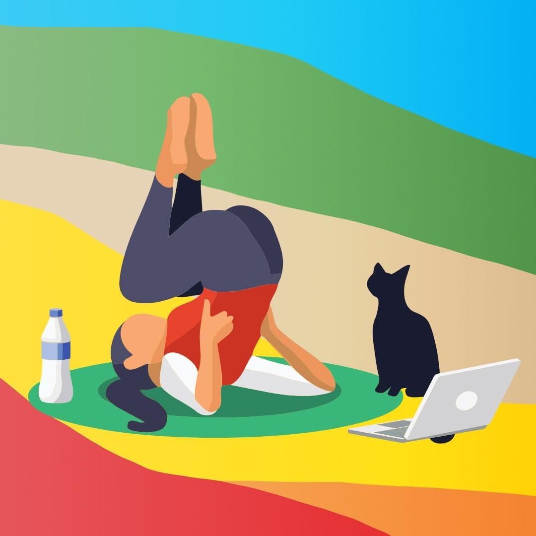 Ilustración de yoga con parches NAD Plus