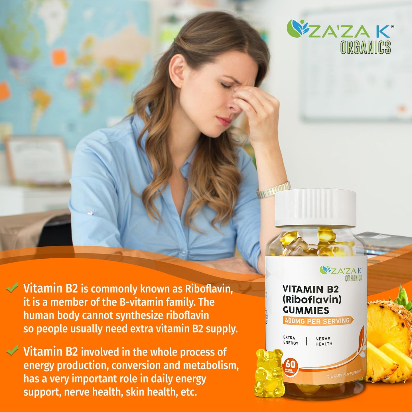 Imagen frontal gomitas vitamina B2 ZA'ZA K ORGANICS