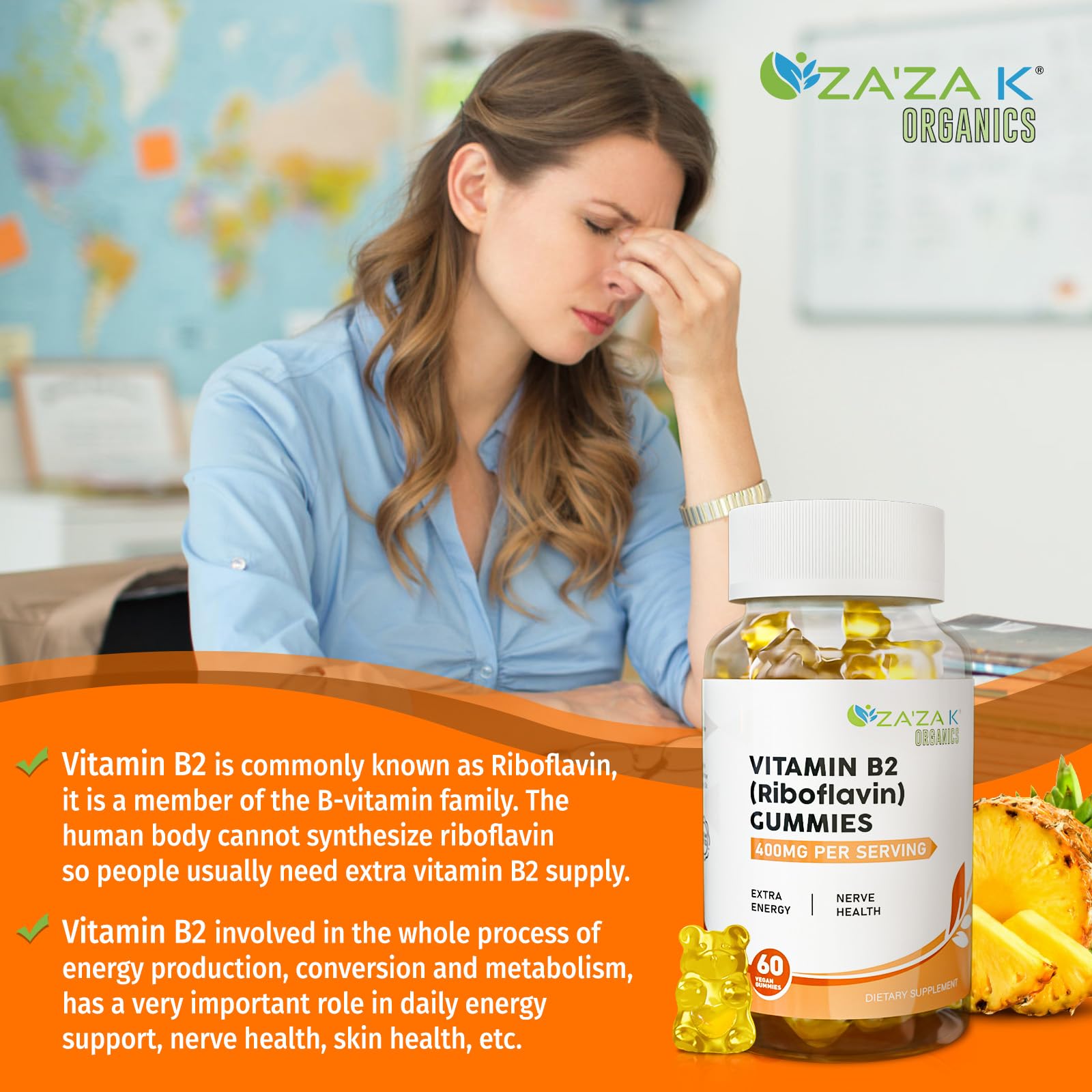 Imagen frontal gomitas vitamina B2 ZA'ZA K ORGANICS