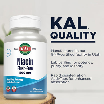 Imagen lateral envase Niacina 500mg KAL