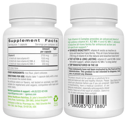 Imagen producto vitamia K triple Igennus 90 cápsulas