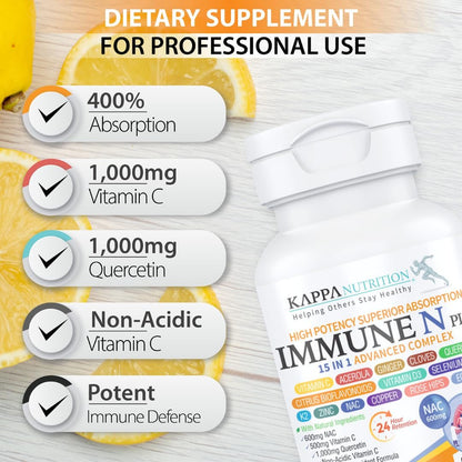 Immune N Plus 15 en 1 suplemento multivitamínico frasco