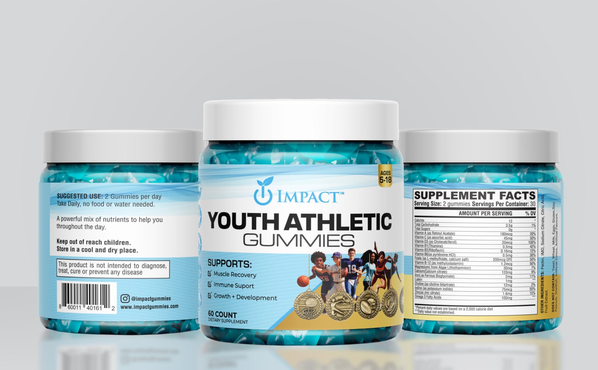 Impact Gomitas Atléticas detalles multivitaminas