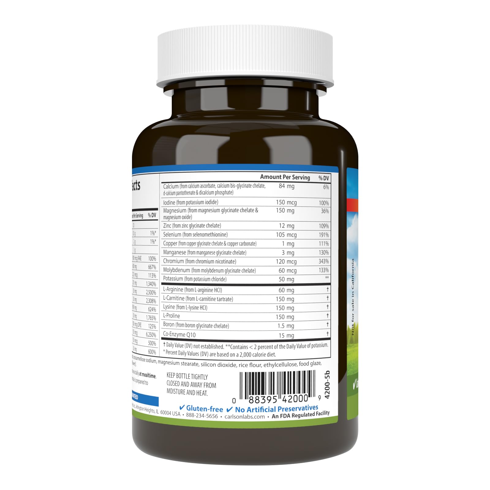 Información nutrimental de Cardio Complete de Carlson