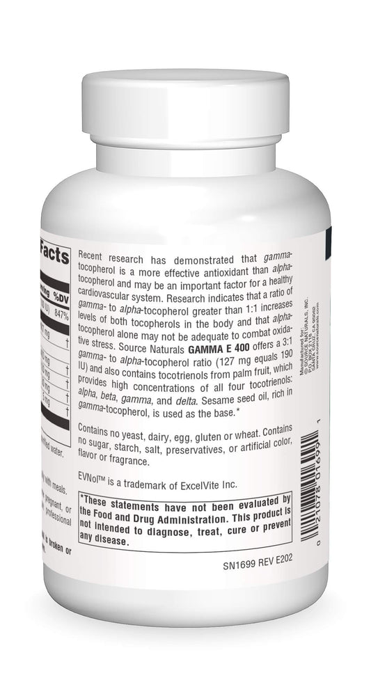 Información nutricional Gamma E 400 Complex