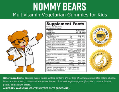 Información nutricional de gomitas Nommy Bears