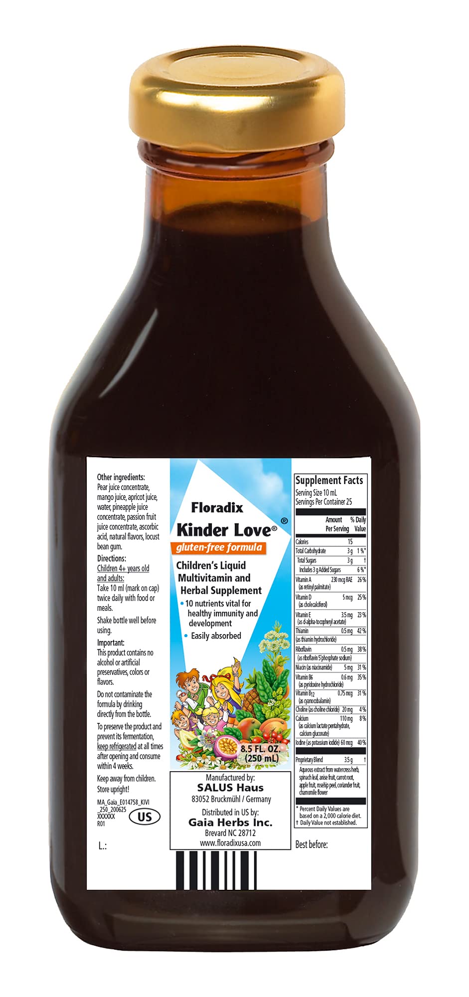 Información nutricional del multivitamínico Kinder Love