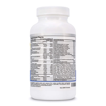 Información nutricional multivitamínico vegano