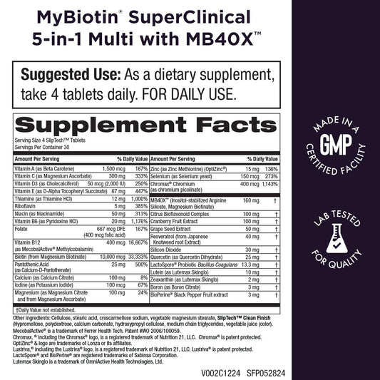 Info nutricional MyBiotin SuperClinical suplemento