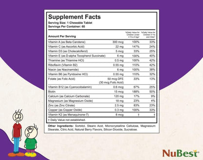 Tabla de información nutrimental NuBest Tall Kids