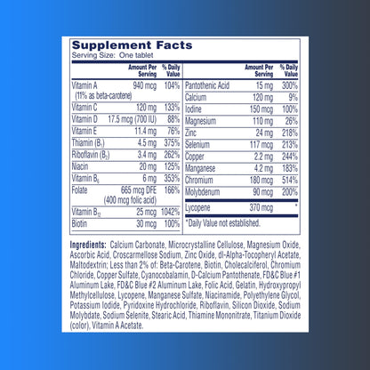 Información de suplemento de multivitaminas One A Day