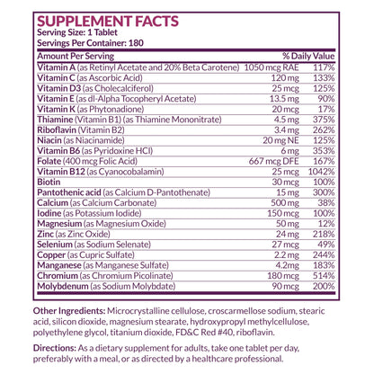 Información y advertencias del multivitamínico