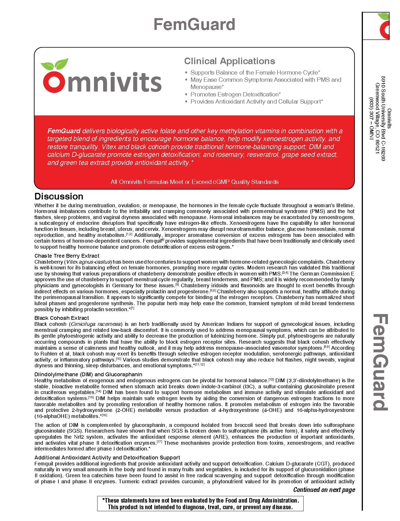 Información clínica sobre FemGuard y su aplicación.