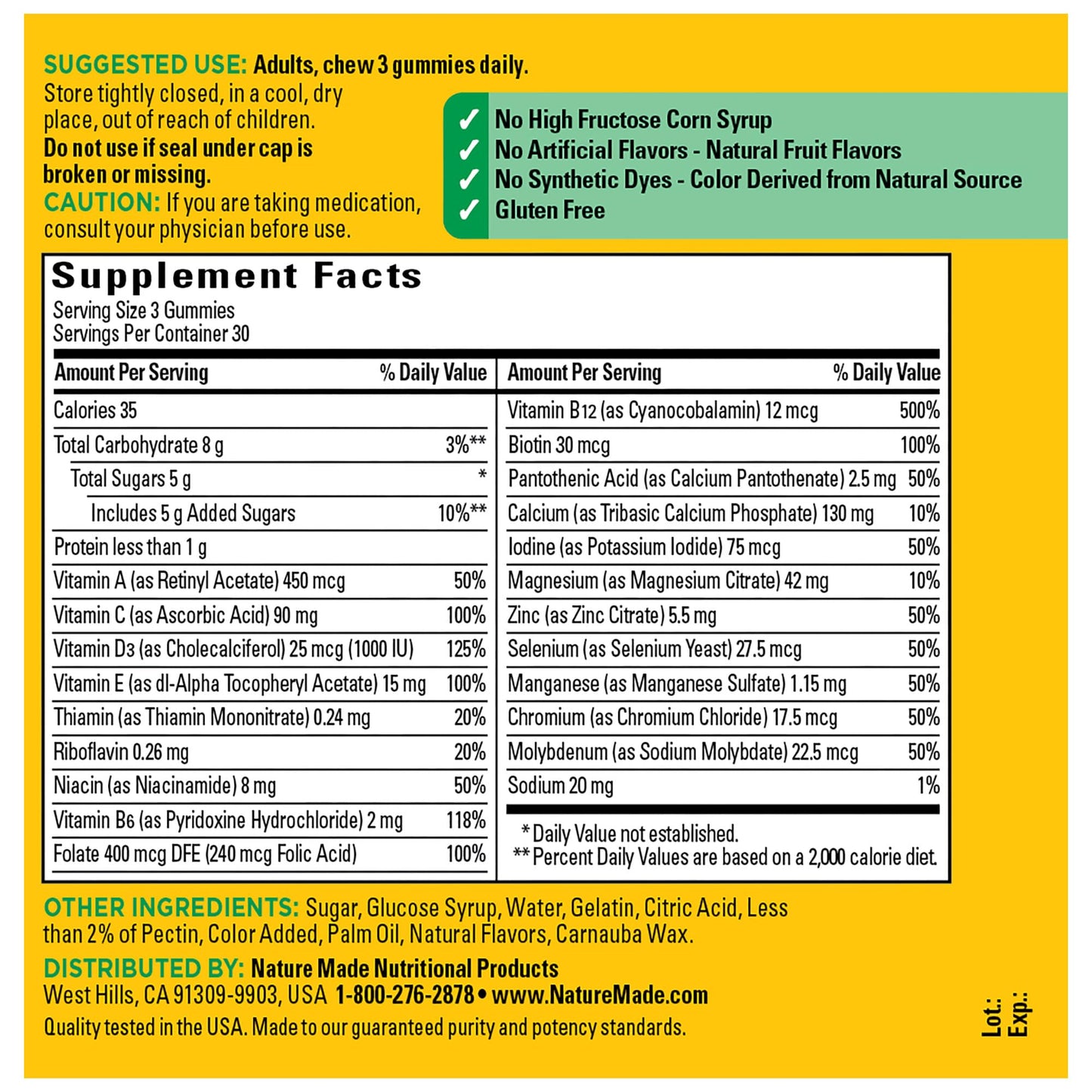 Información de componentes nutricionales en receta.