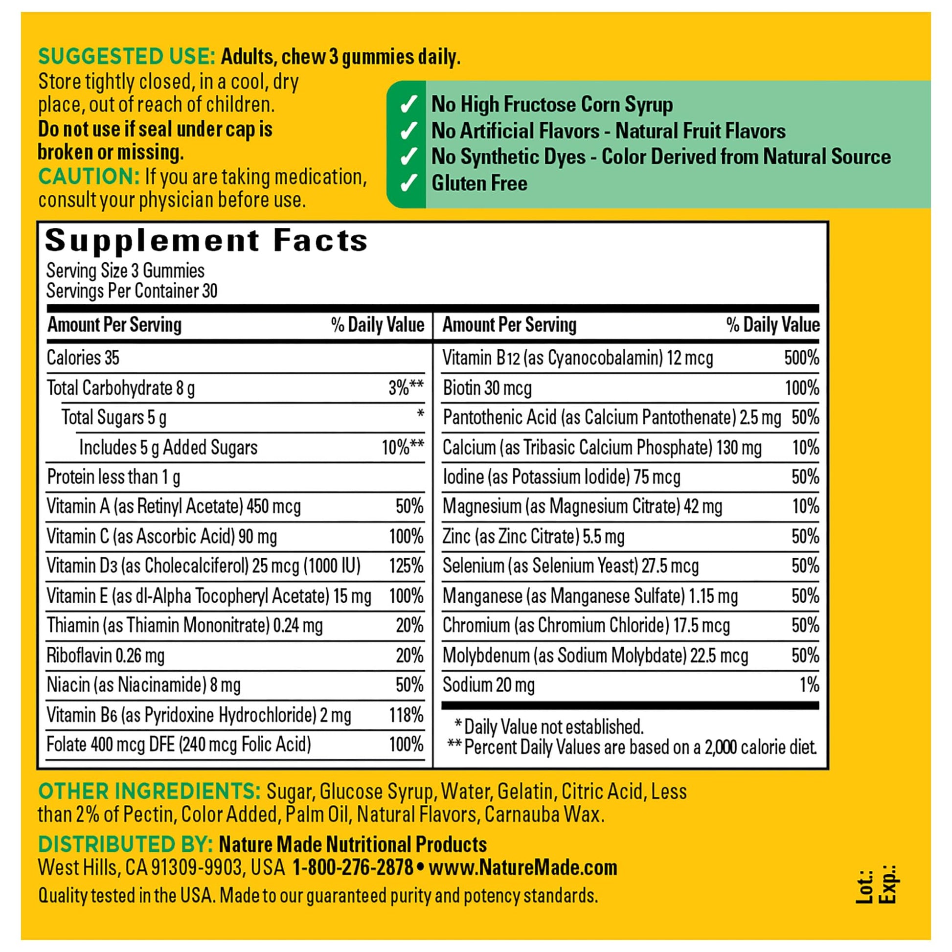 Información de componentes nutricionales en receta.