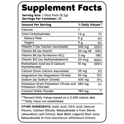 Información sobre el contenido nutricional de Primal Hydration