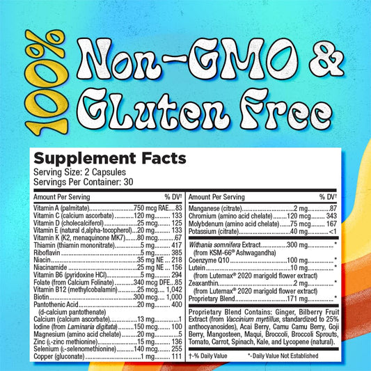 Información de ingredientes y libre de gluten del multivitamínico LUV