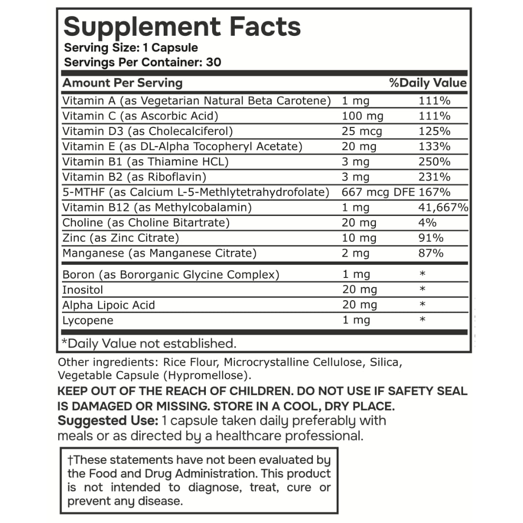Información Multivitamínico Metilado envitamin