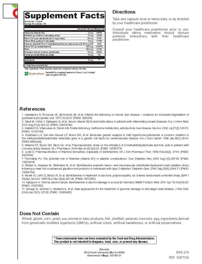 Información nutricional Active B complejo vitaminas B
