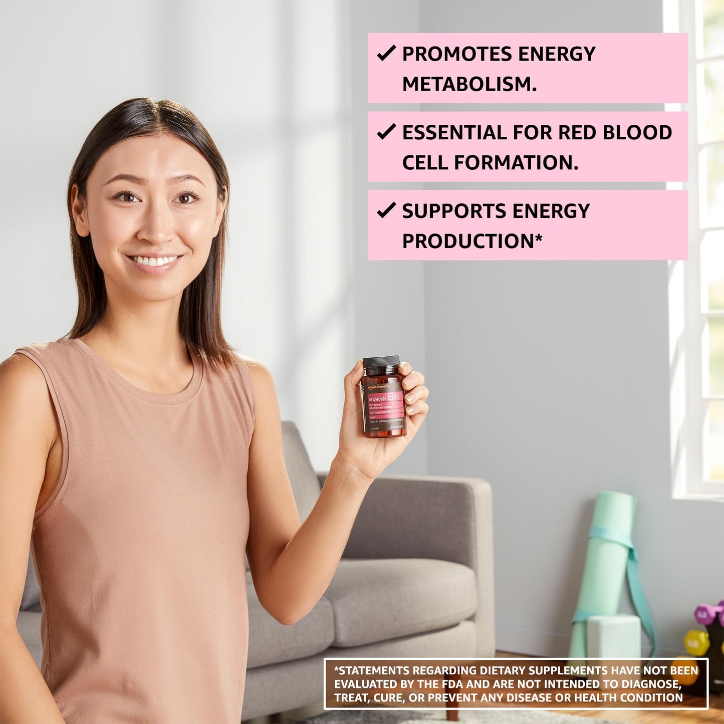 Información nutricional vitamina B12 Amazon Elements 5000mcg