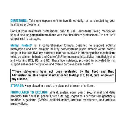 Información nutricional cápsulas metil protect XYMOGEN