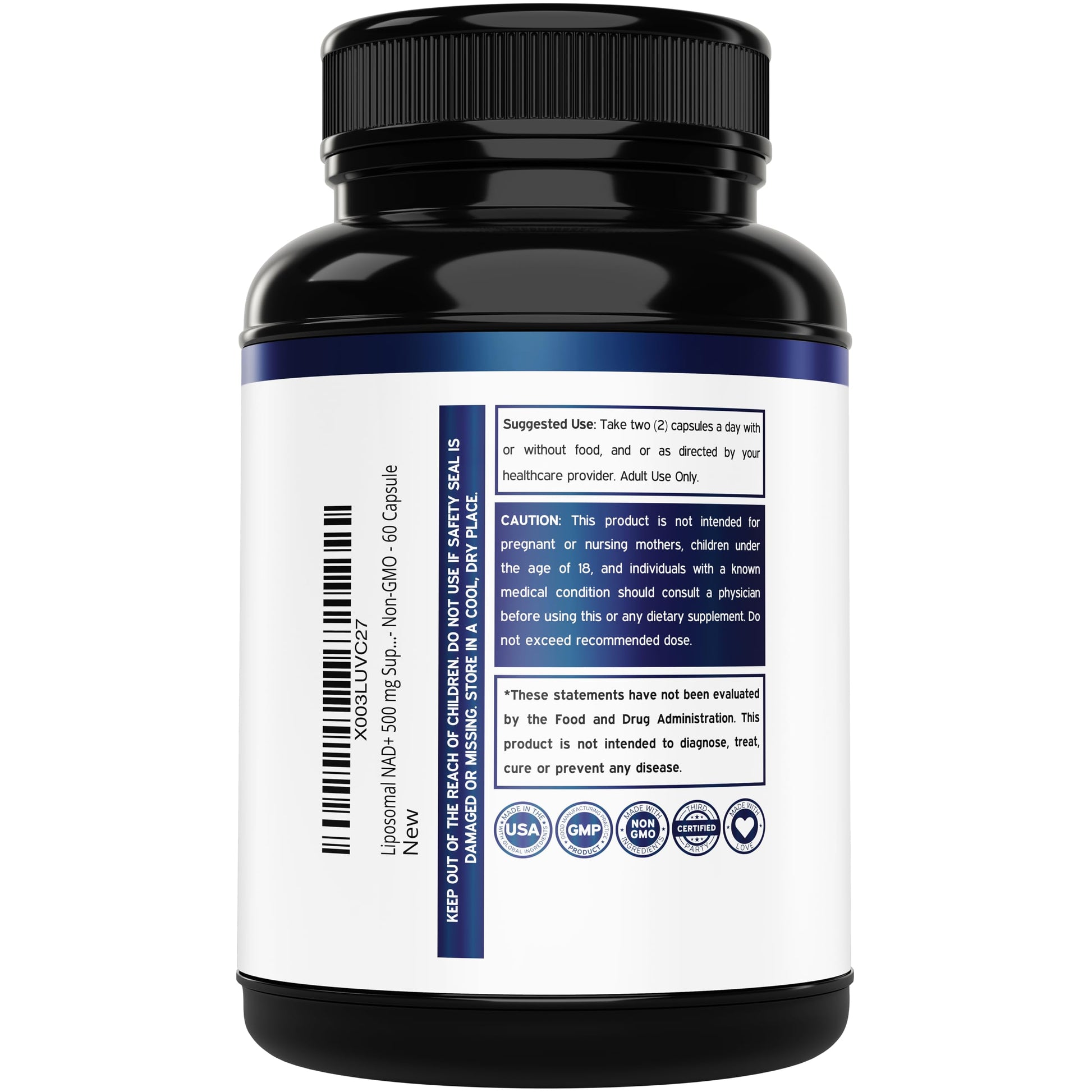 Información nutricional cápsulas NAD+ DORADO NUTRITION