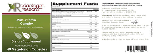 información nutricional de complejo multivitamínico