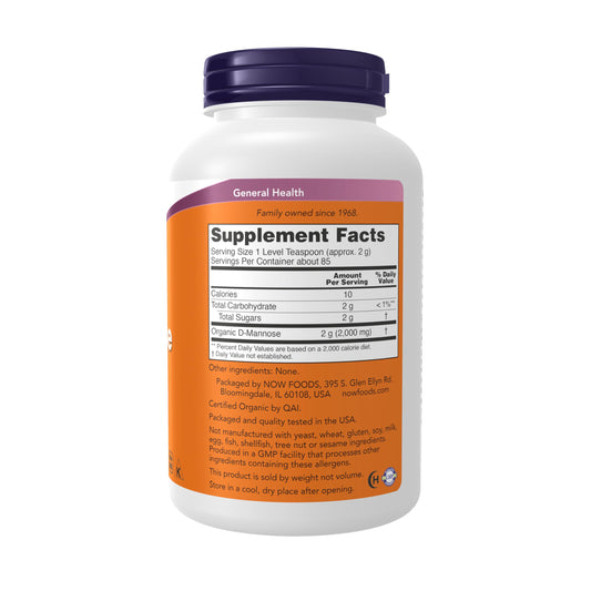 Información nutricional de D-Mannose NOW Foods en la etiqueta