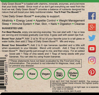 Información nutricional de Daily Green Boost