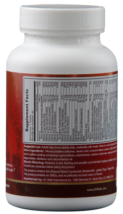 Información nutricional del Dr. Rath multivitamínico