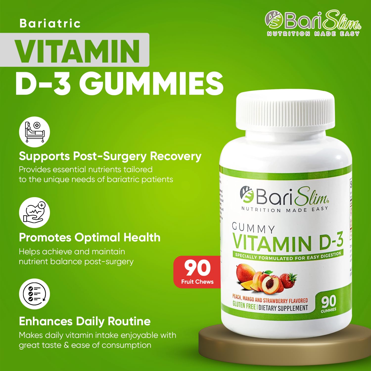 Información nutricional de las gomas multivitamínicas BariSlim
