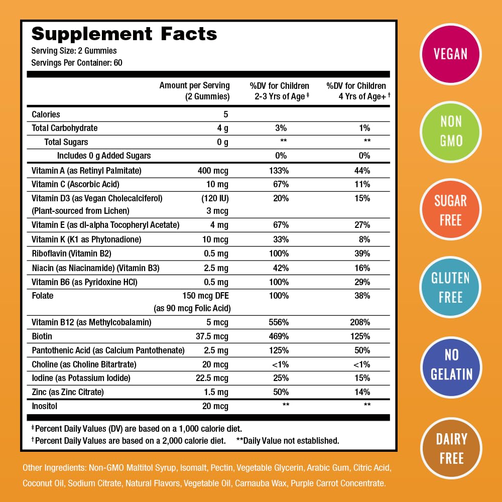 Información nutricional de las gominolas NutraChamps