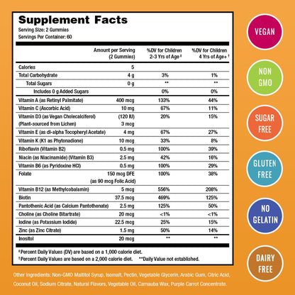 Información nutricional de las gominolas NutraChamps