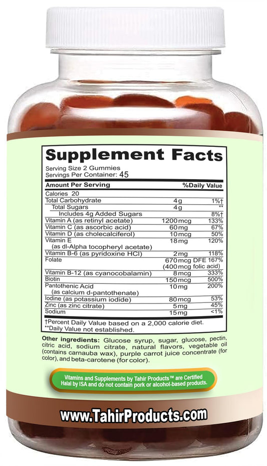 Información nutricional de gomitas halales