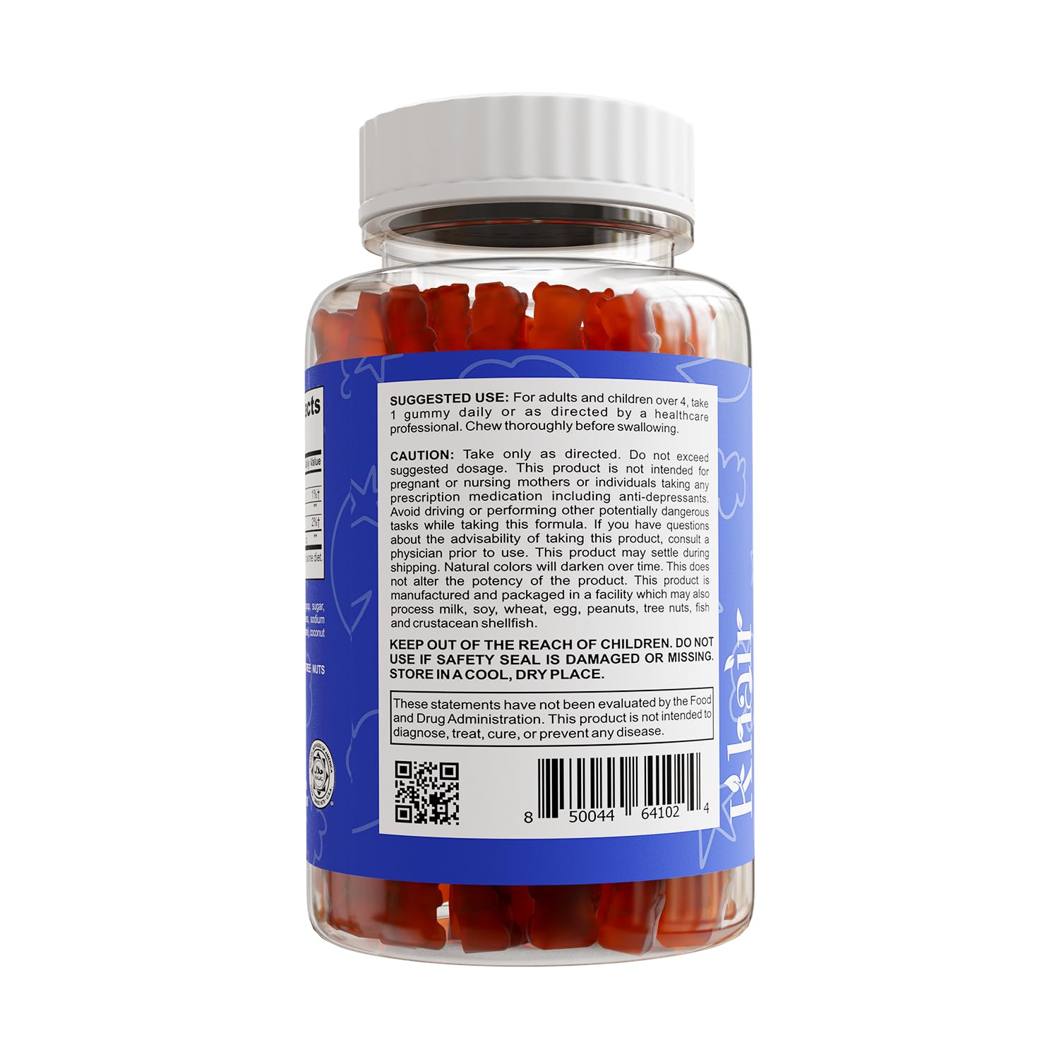 información nutricional de gomitas multivitamínicas Khair