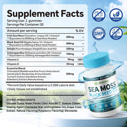 Información nutricional de gomitas musgo marino