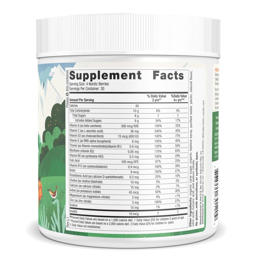 Información nutricional de las gomitas Nordic Berries