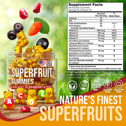 información nutricional de gomitas superfrutas.