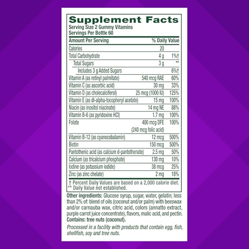 información nutricional de gomitas vitafusion