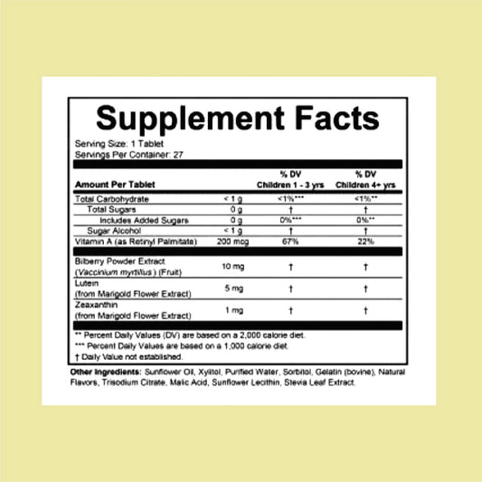 Información nutricional de Healthy Vision SoftMelts