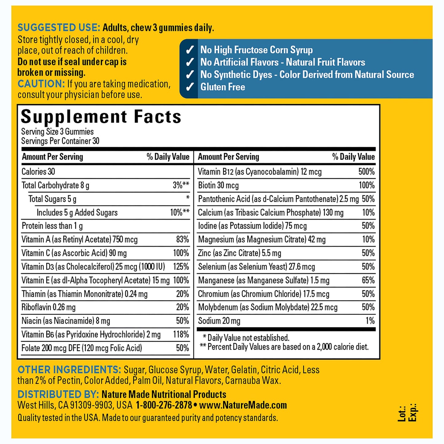 Información nutricional de suplemento para hombres