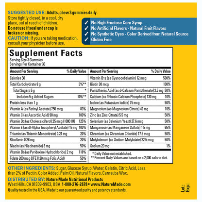 Información nutricional de suplemento para hombres