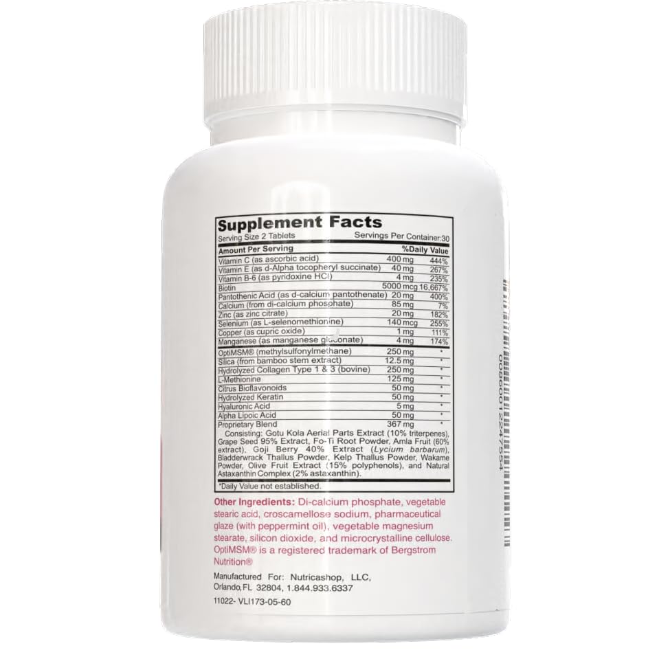 información nutricional detalle ingredientes biotina nutricashop