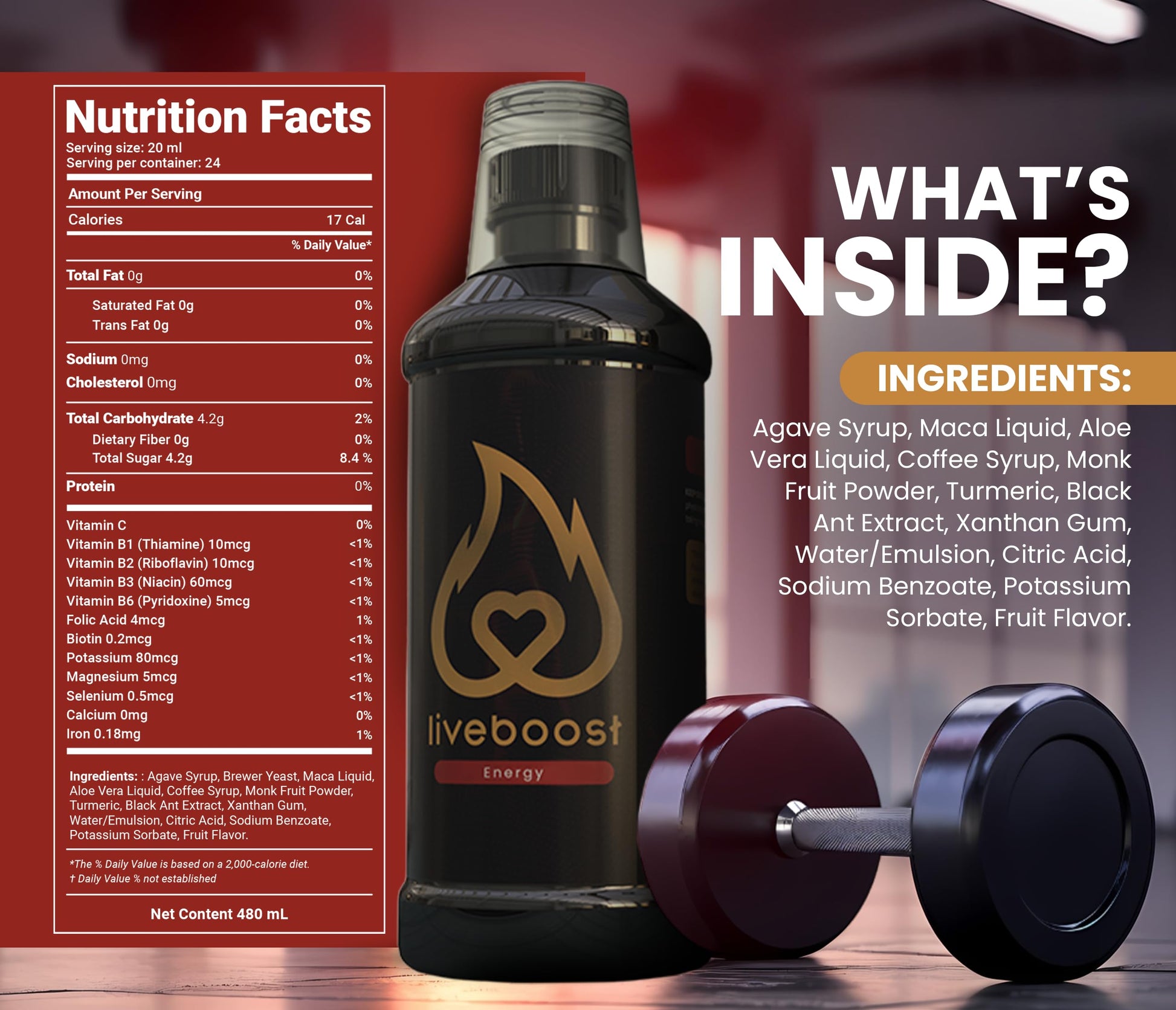 nutritional information LIVEBOOST ingredients