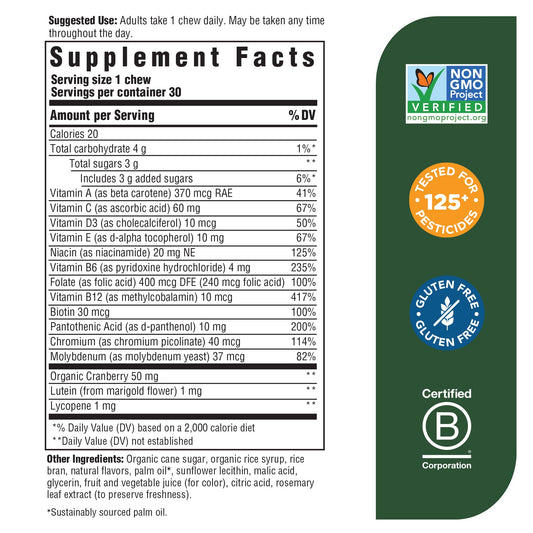 Información nutricional MegaFood Women's One Daily Soft Chews