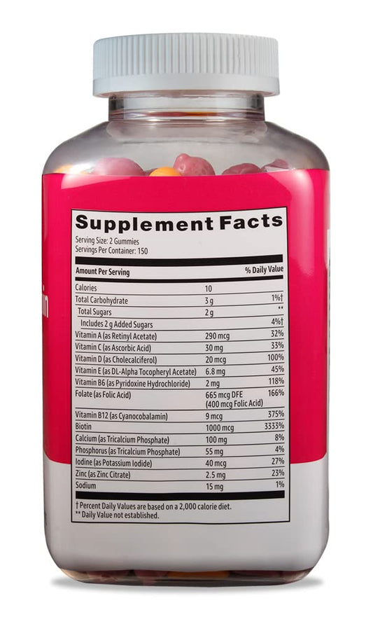 Información nutricional multivitaminas Amazon Basics