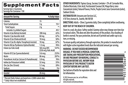 información nutricional multivitaminas amazon