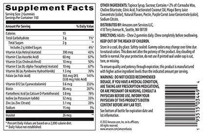 información nutricional multivitaminas amazon