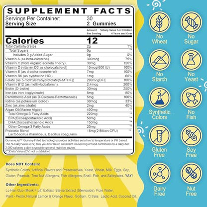 Información nutricional de multivitaminas para niños